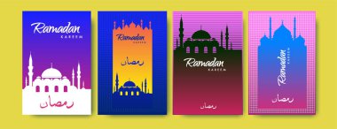 Renkli arka plan tasarımı ile ramazan Kareem için İslam tasarım tebrik kartı şablonu
