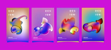 Renkli soyut sıvı ve sıvı poster ve kapak tasarımı. En az geometrik desen degradeler arka planlar