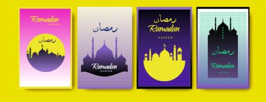 Renkli arka plan tasarımı ile ramazan Kareem için İslam tasarım tebrik kartı şablonu
