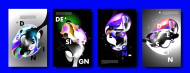 Renkli soyut sıvı ve sıvı poster ve kapak tasarımı. En az geometrik desen degradeler arka planlar