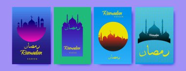 Renkli arka plan tasarımı ile ramazan Kareem için İslam tasarım tebrik kartı şablonu