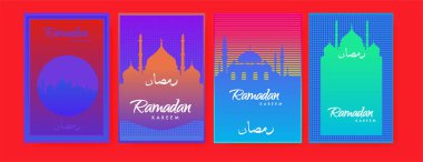 Renkli arka plan tasarımı ile ramazan Kareem için İslam tasarım tebrik kartı şablonu