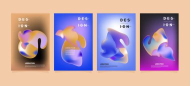 Renkli soyut sıvı ve sıvı poster ve kapak tasarımı. En az geometrik desen degradeler arka planlar