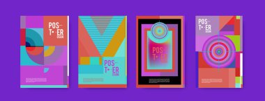 Soyut renkli poster tasarım şablonu. Serin geometrik kapak tasarımı. Vektör afiş poster şablonu