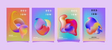 Renkli soyut sıvı ve sıvı poster ve kapak tasarımı. En az geometrik desen degradeler arka planlar