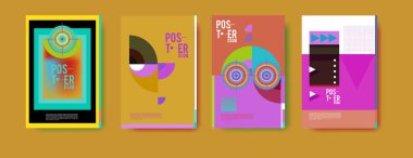 Soyut renkli poster tasarım şablonu. Serin geometrik kapak tasarımı. Vektör afiş poster şablonu
