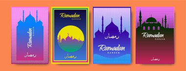 Renkli arka plan tasarımı ile ramazan Kareem için İslam tasarım tebrik kartı şablonu