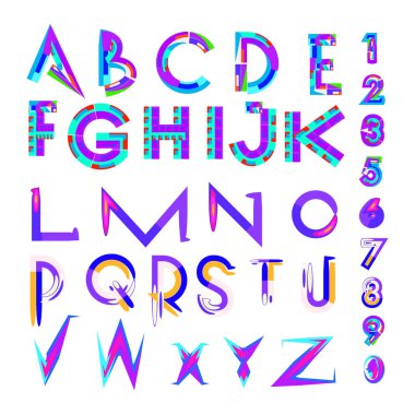 Vektör soyut renkli yazı tipi ve alfabe