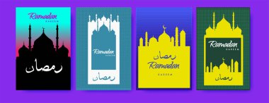 Renkli arka plan tasarımı ile ramazan Kareem için İslam tasarım tebrik kartı şablonu