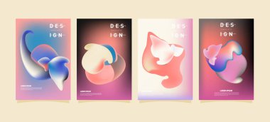 Renkli soyut sıvı ve sıvı poster ve kapak tasarımı. En az geometrik desen degradeler arka planlar