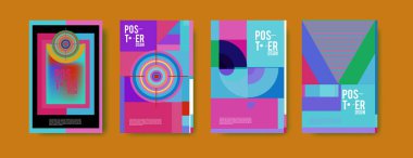 Soyut renkli poster tasarım şablonu. Serin geometrik kapak tasarımı. Vektör afiş poster şablonu