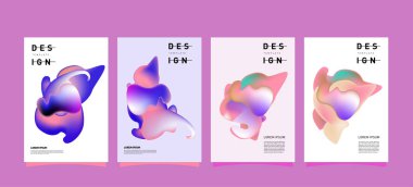 Renkli soyut sıvı ve sıvı poster ve kapak tasarımı. En az geometrik desen degradeler arka planlar
