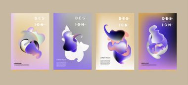 Renkli soyut sıvı ve sıvı poster ve kapak tasarımı. En az geometrik desen degradeler arka planlar