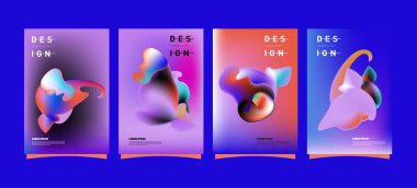 Renkli soyut sıvı ve sıvı poster ve kapak tasarımı. En az geometrik desen degradeler arka planlar
