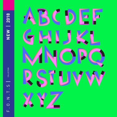 Vektör soyut renkli yazı tipi ve alfabe