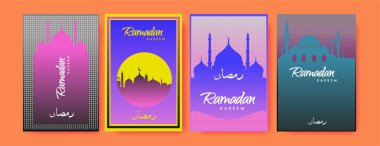 Renkli arka plan tasarımı ile ramazan Kareem için İslam tasarım tebrik kartı şablonu