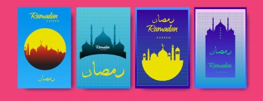 Renkli arka plan tasarımı ile ramazan Kareem için İslam tasarım tebrik kartı şablonu
