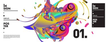 Afiş tasarım şablonu soyut curvy renkli şeklinde. Vektör renkli resimde arka planı için 