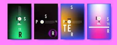 Soyut renkli kolaj poster tasarım şablonu. Serin geometrik ve sıvı kapak tasarımı