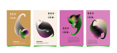 Renkli soyut sıvı ve sıvı poster ve kapak tasarımı. En az geometrik desen degradeler arka planlar
