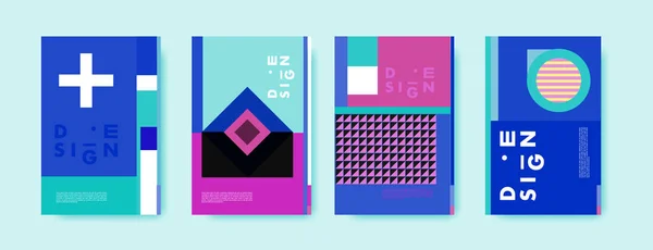 抽象彩色拼贴画海报设计模板 酷的几何封面设计 矢量横幅和海报模板 — 图库矢量图片