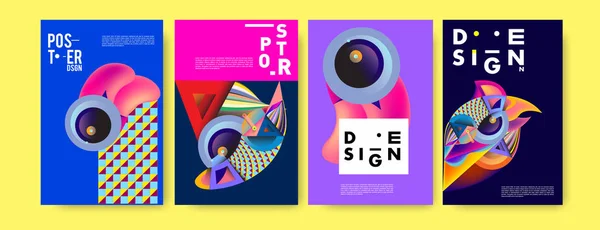 Ensemble Couvertures Vectorielles Minimalistes Cool Forme Gradients Géométriques Modèle Affiche — Image vectorielle