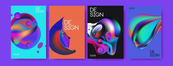 Kleurrijke Abstracte Vloeibare Vloeiende Poster Cover Design Minimale Geometrische Patroon — Stockvector