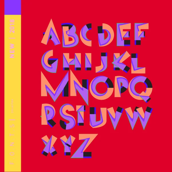 Vecteur Police Abstraite Colorée Alphabet — Image vectorielle