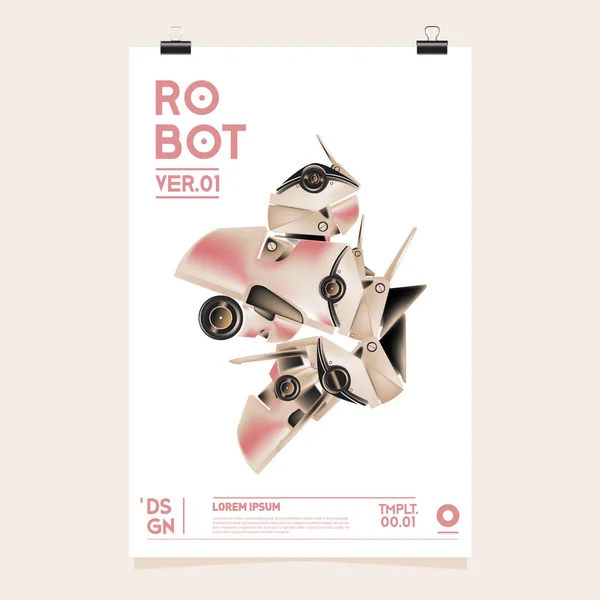 Ilustração Robô Realista Vetorial Modelo Cartaz Festival Design Robô Brinquedo — Vetor de Stock