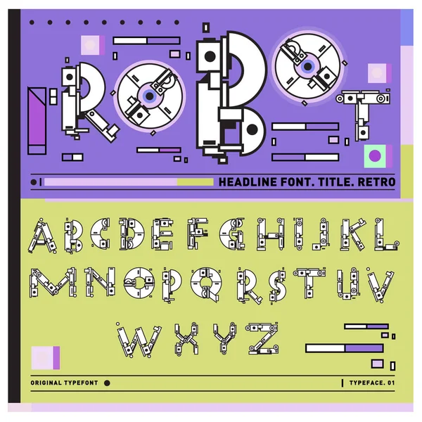 Vector Colorido Alfabeto Retro Fuentes Únicas Para Plantillas Diseño Ilustración — Vector de stock