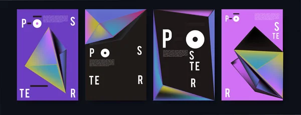 Abstract Kleurrijk Collage Poster Ontwerpsjabloon Cool Geometrische Vloeiende Cover Ontwerp — Stockvector