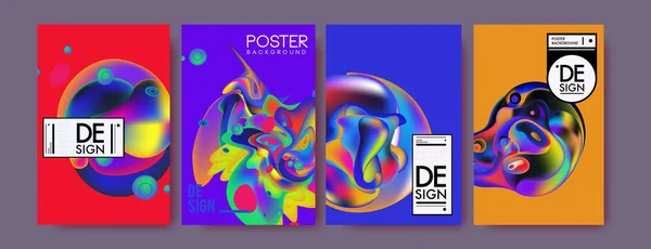 Färgglad Abstrakt Flytande Och Vätska Affisch Och Täck Design Minimal — Stock vektor