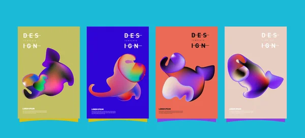 다채로운 추상적인 포스터와 디자인 최소한의 기하학적 그라데이션 — 스톡 벡터