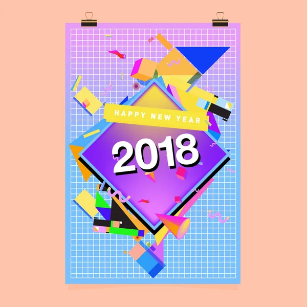 Frohes Neues Jahr 2018 Farbenfrohes Abstraktes Design Vektorelemente Für Kalender — Stockvektor