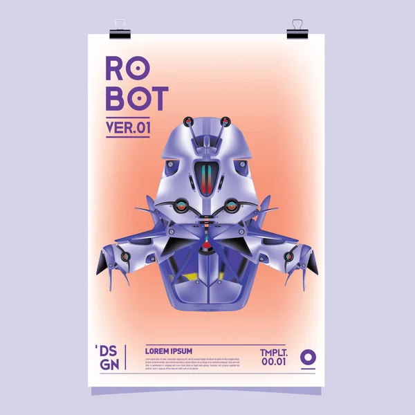 Ilustração Robô Realista Vetorial Modelo Cartaz Festival Design Robô Brinquedo —  Vetores de Stock