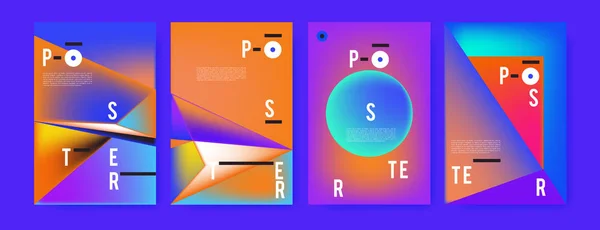 抽象的なカラフルなコラージュ ポスター デザイン テンプレートです クールな幾何学的な流体のカバー デザイン — ストックベクタ