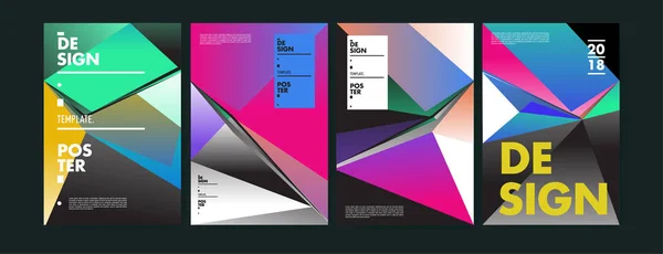 Colorato Disegno Astratto Triangolo Geometrico Poster Copertina Gradienti Geometrici Minimi — Vettoriale Stock