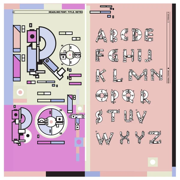 Vector Colorido Alfabeto Retro Fuentes Únicas Para Plantillas Diseño Ilustración — Vector de stock