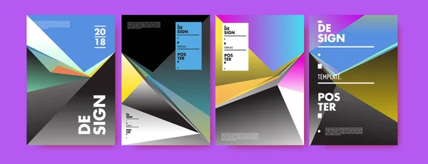 Colorato Disegno Astratto Triangolo Geometrico Poster Copertina Gradienti Geometrici Minimi — Vettoriale Stock