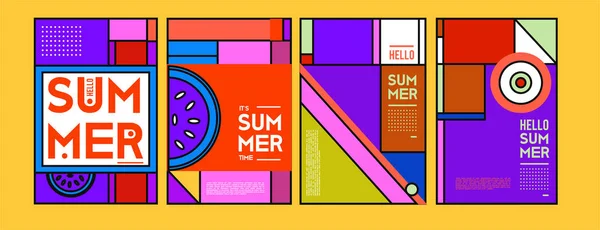 Sommer Bunte Plakatdesign Vorlage Reihe Von Sommerschlussverkauf Hintergrund Und Illustration — Stockvektor