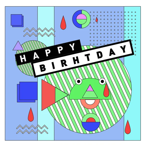 Happy Birthday Memphis Style Vektor Design Für Grußkarten Und Poster — Stockvektor