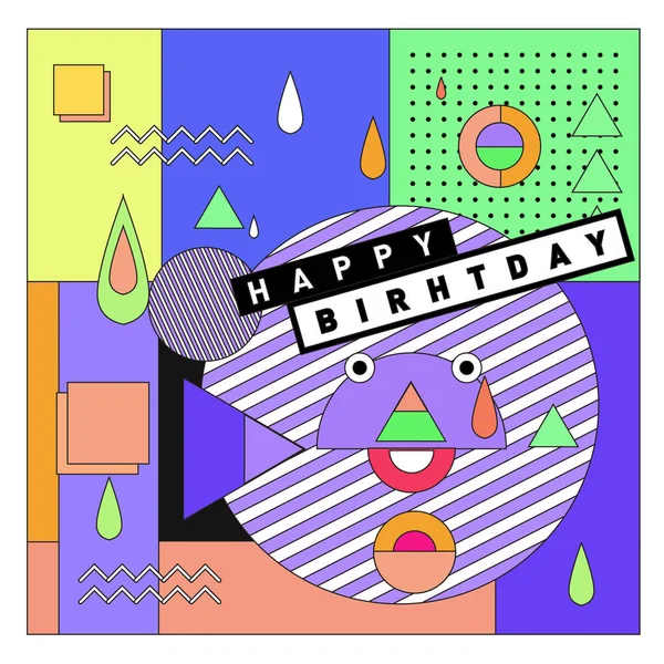 Happy Birthday Memphis Style Vektor Design Für Grußkarten Und Poster — Stockvektor