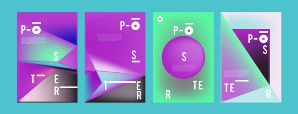 Soyut Renkli Kolaj Poster Tasarım Şablonu Serin Geometrik Sıvı Kapak — Stok Vektör