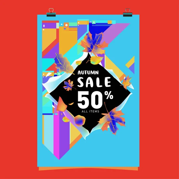 Sale Discount Poster Set Colorful Background Banner Advertising Promotion — Stock Vector