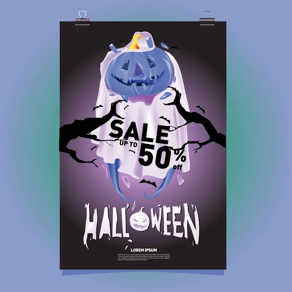 Cartel Venta Halloween Evento Fiesta Plantilla Vectorial Temporada Otoño Otoño — Vector de stock