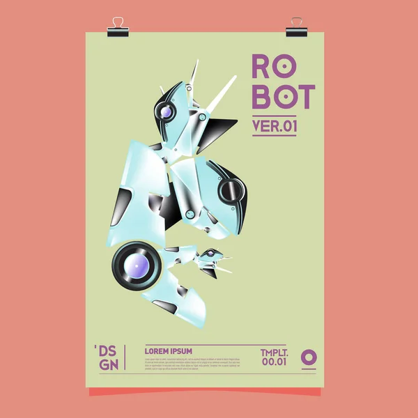 Ilustração Robô Realista Vetorial Modelo Cartaz Festival Design Robô Brinquedo — Vetor de Stock