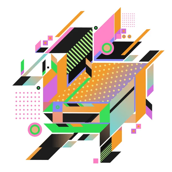 Ilustración Vectorial Geométrica Moda Con Elementos Texturas Coloridas Abstractas Diseño — Vector de stock