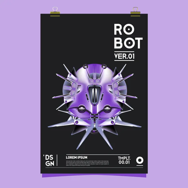 Ilustração Robô Realista Vetorial Modelo Cartaz Festival Design Robô Brinquedo — Vetor de Stock