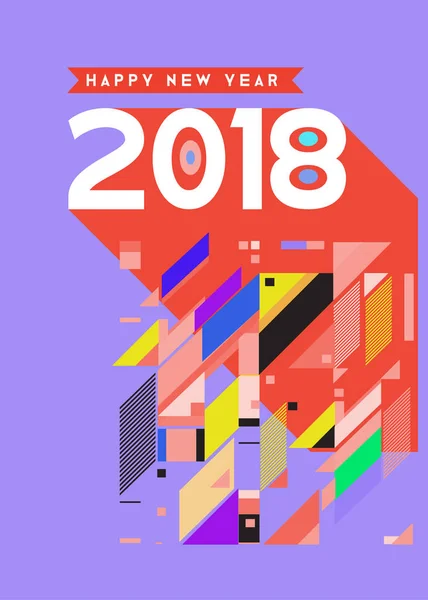 Happy New Year 2018 Colorful Abstract Design Vector Elements Calendar — Stock Vector