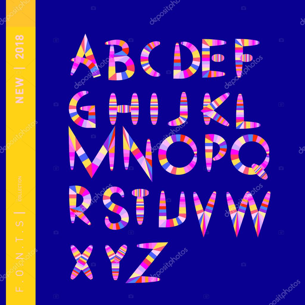 Vector of abstract colorful font and alphabet